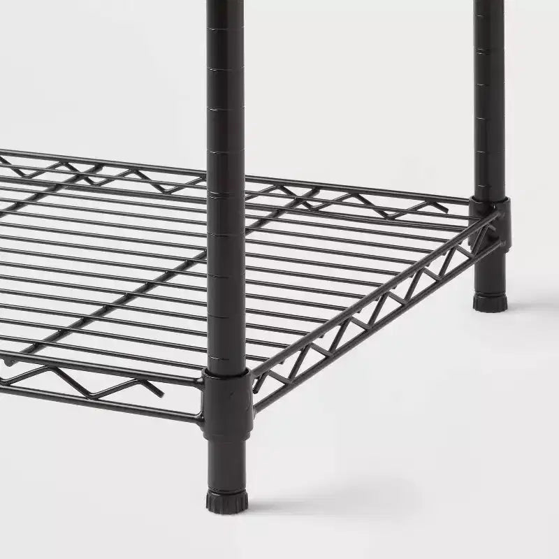Étagère métallique large à 4 niveaux, noire – Étagères de rangement en acier, support métallique réglable, capacité de 159 kg