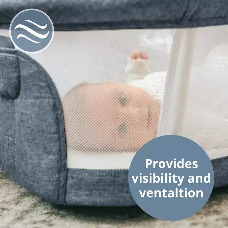 Berceau cododo 3-en-1 avec design portable, drap-housse, cadre en métal
