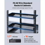 Étagère de rack de serveur 1U, 4 pièces, à ventilation en porte-à-faux 50 lb, à montage mural ou en rack avec plateau, profondeur 10 po, noir