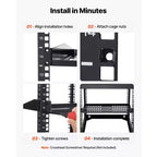 Étagère de rack de serveur 1U, 4 pièces, à ventilation en porte-à-faux 50 lb, à montage mural ou en rack avec plateau, profondeur 10 po, noir