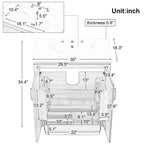 Meuble-lavabo de salle de bain de 30 po avec évier, armoire, tiroir et fabrication en MDF – Fini naturel