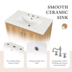 Meuble-lavabo de salle de bain de 30 po avec évier, armoire, tiroir et fabrication en MDF – Fini naturel