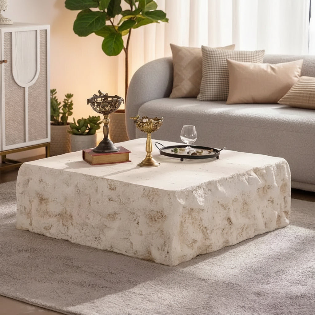 GDFStudio Kashton Modern 35 Lightweight Concrete Square Coffee Table