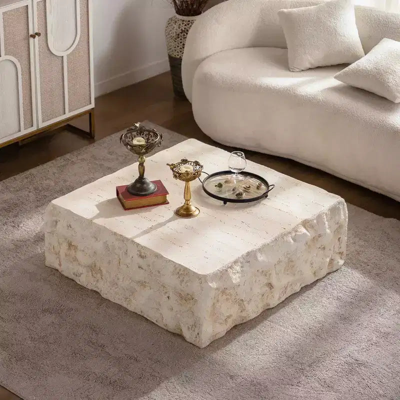 Table basse carrée moderne en béton léger 35"