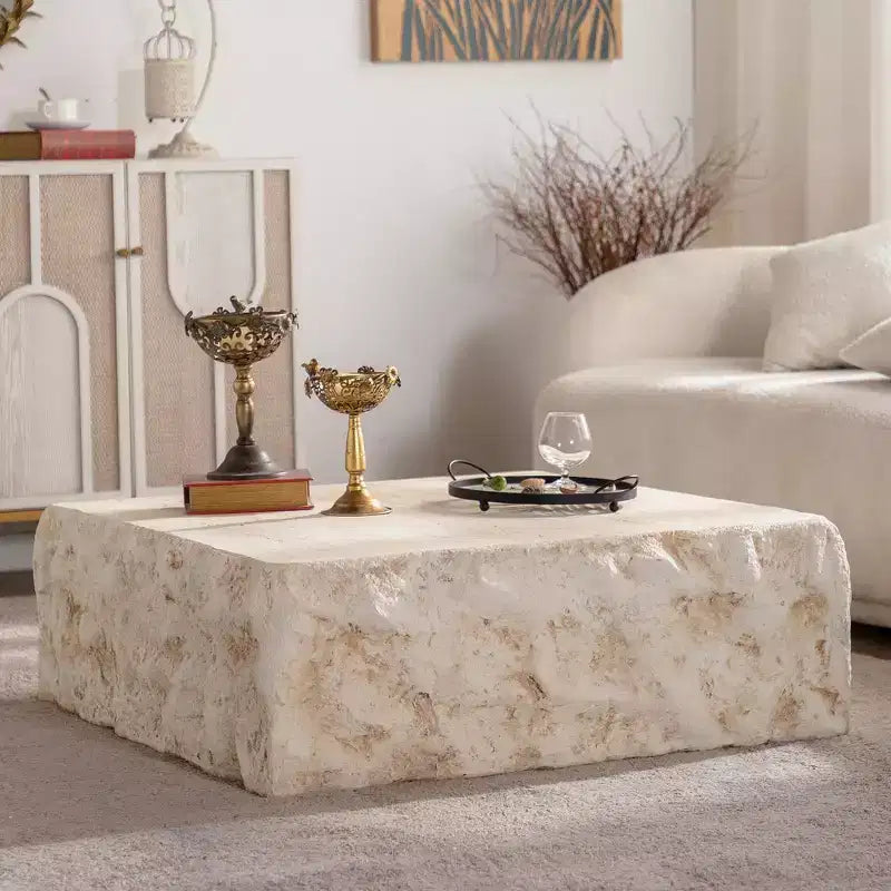 Table basse carrée moderne en béton léger 35"