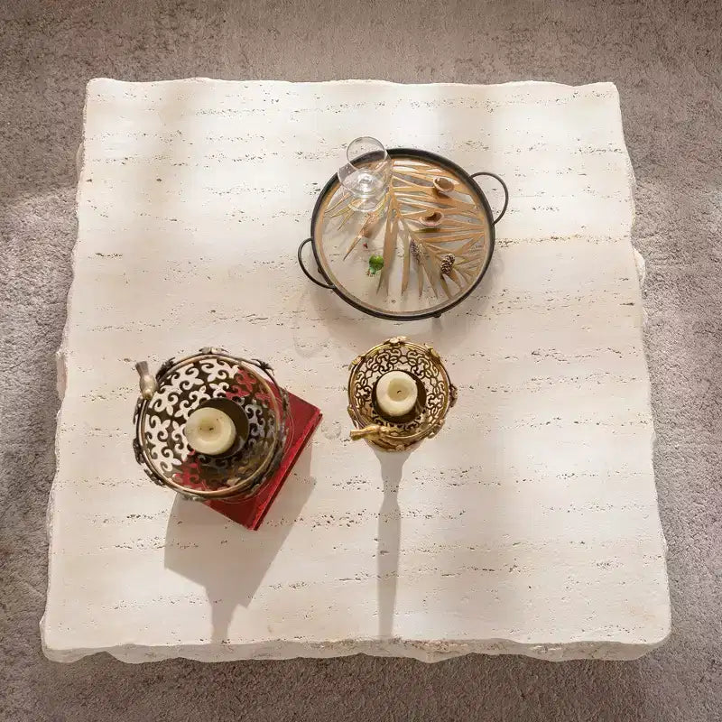 Table basse carrée moderne en béton léger 35"
