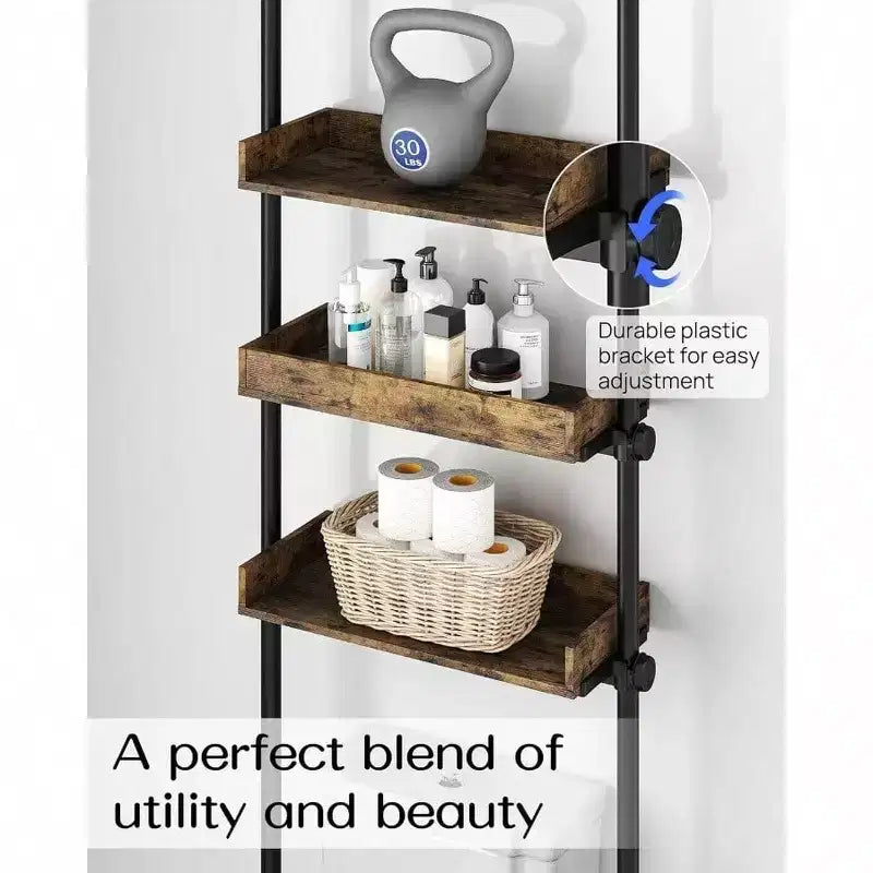 Étagère de rangement 4 niveaux pour WC avec étagères réglables