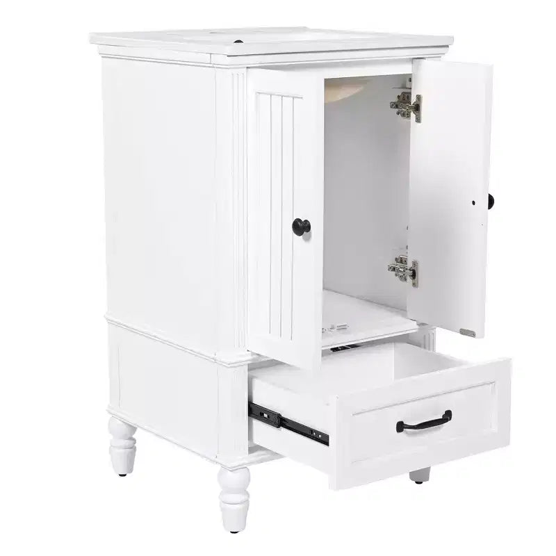 Meuble-lavabo de 20 po avec évier, 2 portes, butoir magnétique, patins réglables et tiroir