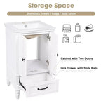 Meuble-lavabo de 20 po avec évier, 2 portes, butoir magnétique, patins réglables et tiroir