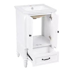 Meuble-lavabo de 20 po avec évier, 2 portes, butoir magnétique, patins réglables et tiroir