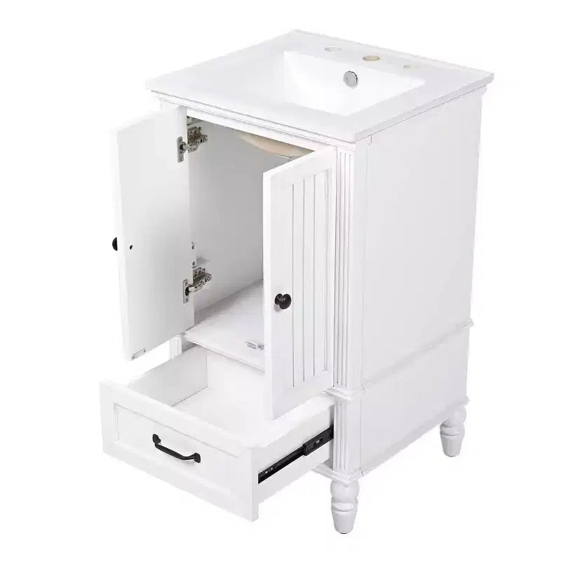 Meuble-lavabo de 20 po avec évier, 2 portes, butoir magnétique, patins réglables et tiroir