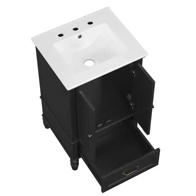Meuble-lavabo de 20 po avec évier, 2 portes, butoir magnétique, patins réglables et tiroir