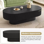Table basse ovale avec piètement cannelé pour le salon