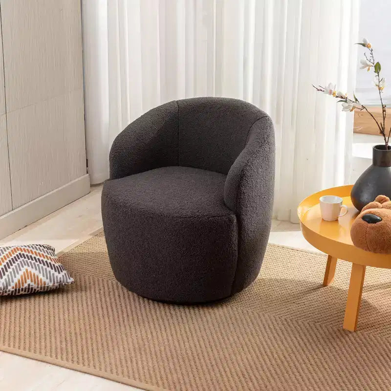 Fauteuil pivotant en tissu, fauteuil tonneau, fauteuil d'appoint