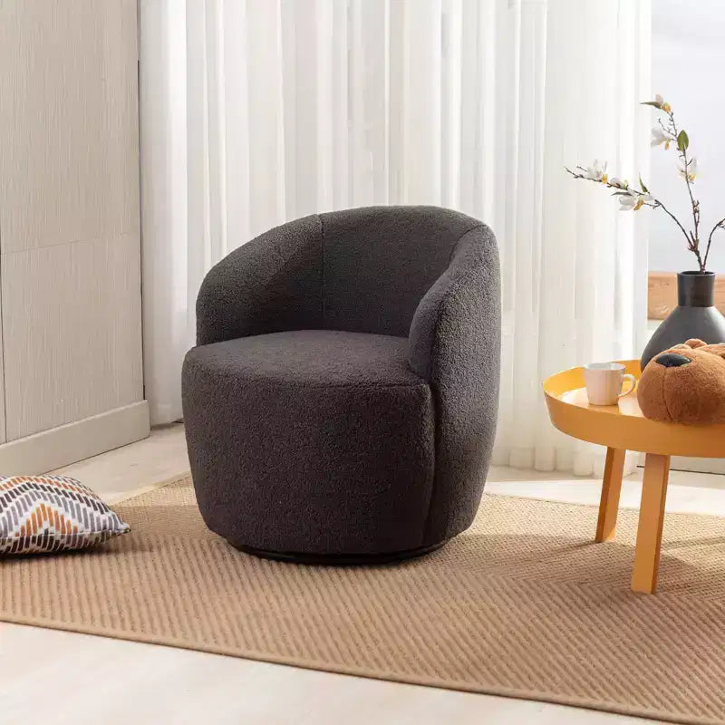 Fauteuil pivotant en tissu, fauteuil tonneau, fauteuil d'appoint