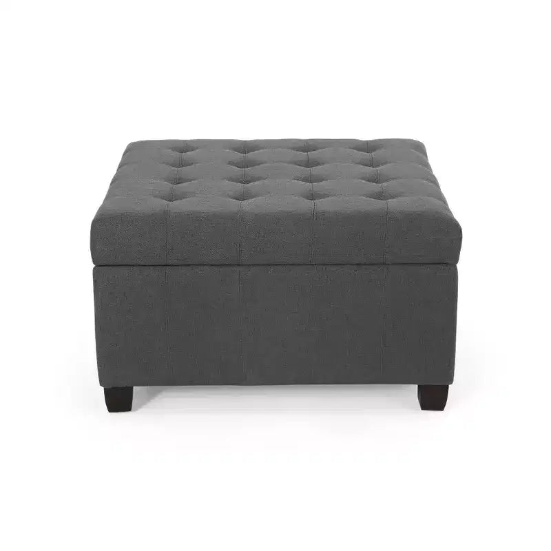 Banc Pouf de Rangement Carré de 31" avec Couvercle capitonné pour Salon et Entrée