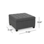 Banc Pouf de Rangement Carré de 31" avec Couvercle capitonné pour Salon et Entrée