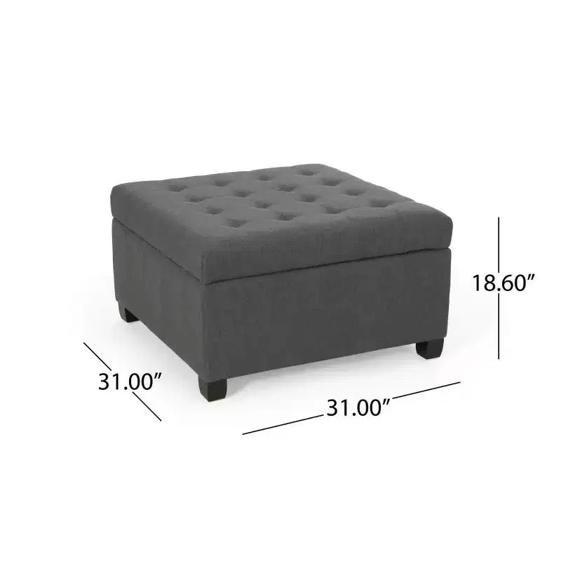 Banc Pouf de Rangement Carré de 31" avec Couvercle capitonné pour Salon et Entrée