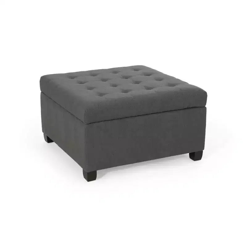 Banc Pouf de Rangement Carré de 31" avec Couvercle capitonné pour Salon et Entrée