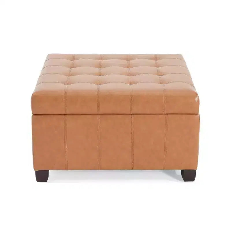 Banc Pouf de Rangement Carré de 31" avec Couvercle capitonné pour Salon et Entrée