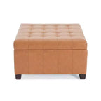 Banc Pouf de Rangement Carré de 31" avec Couvercle capitonné pour Salon et Entrée