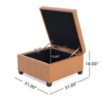 Banc Pouf de Rangement Carré de 31" avec Couvercle capitonné pour Salon et Entrée