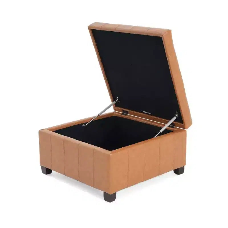 Banc Pouf de Rangement Carré de 31" avec Couvercle capitonné pour Salon et Entrée