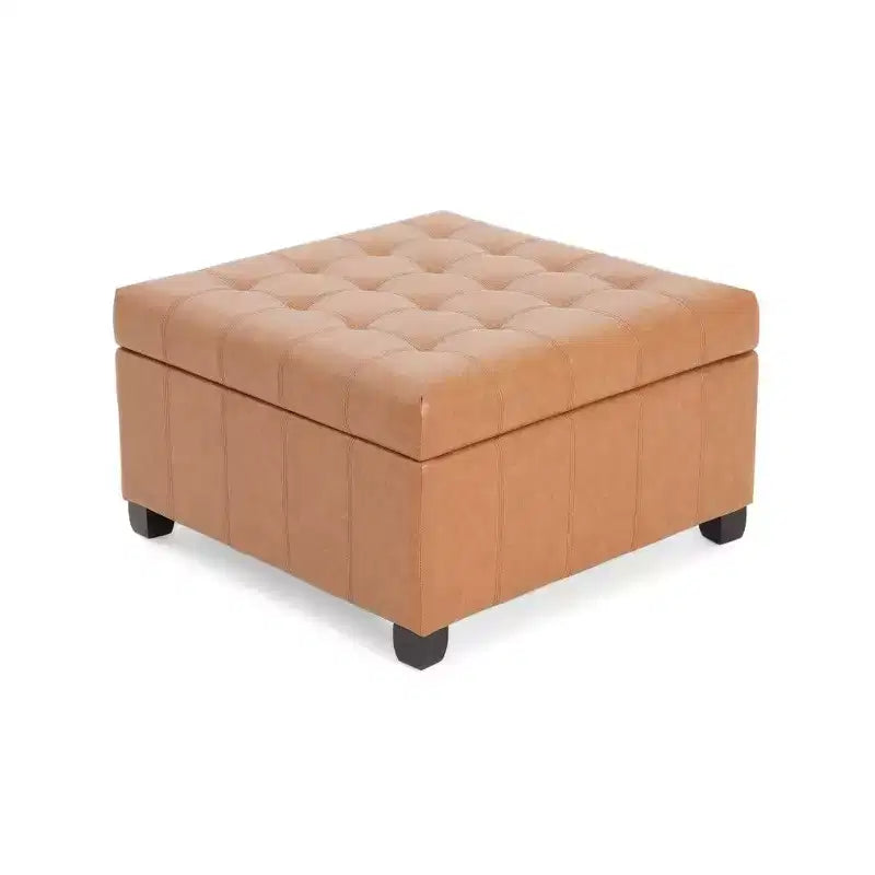Banc Pouf de Rangement Carré de 31" avec Couvercle capitonné pour Salon et Entrée