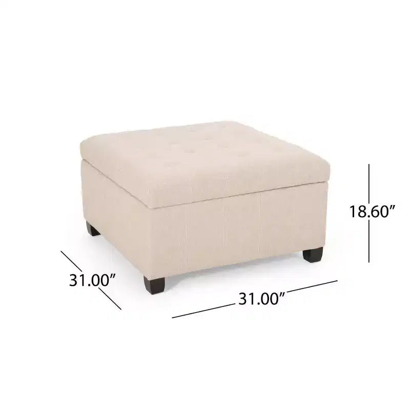 Banc Pouf de Rangement Carré de 31" avec Couvercle capitonné pour Salon et Entrée