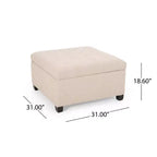 Banc Pouf de Rangement Carré de 31" avec Couvercle capitonné pour Salon et Entrée