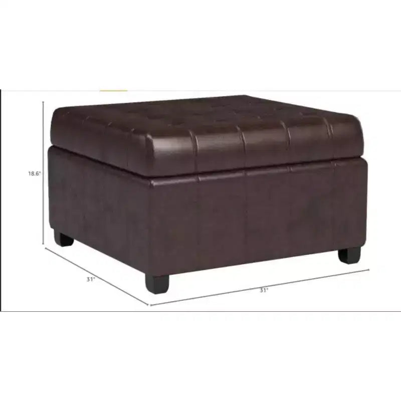 Banc Pouf de Rangement Carré de 31" avec Couvercle capitonné pour Salon et Entrée