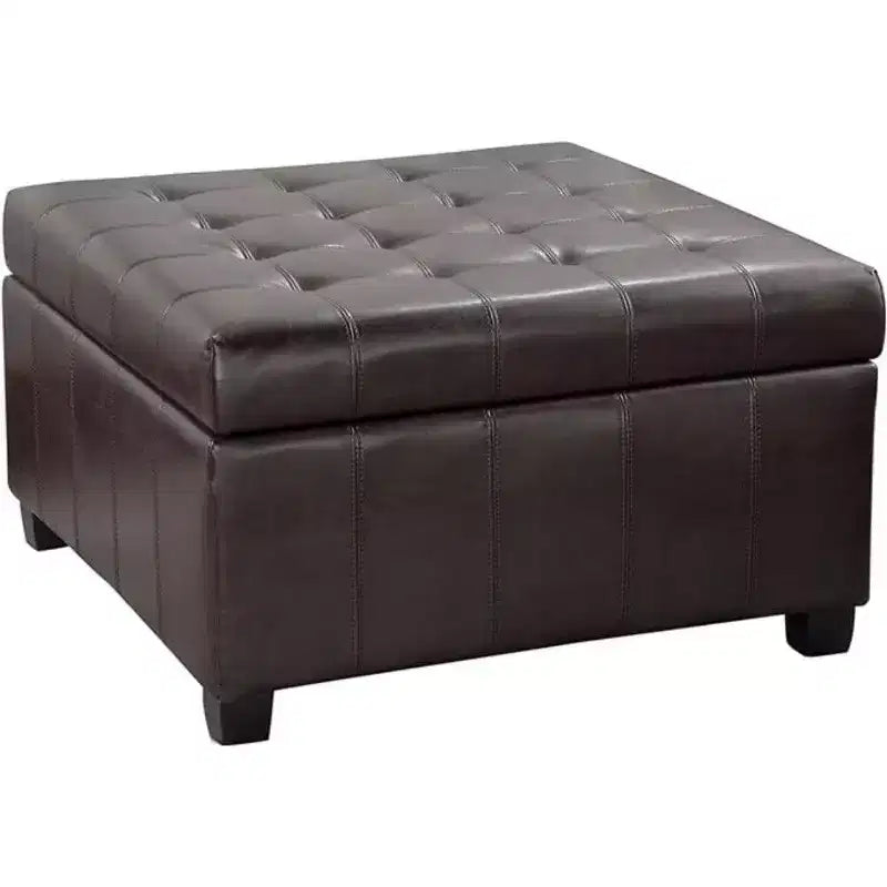 Banc Pouf de Rangement Carré de 31" avec Couvercle capitonné pour Salon et Entrée