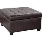 Banc Pouf de Rangement Carré de 31" avec Couvercle capitonné pour Salon et Entrée