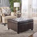 Banc Pouf de Rangement Carré de 31" avec Couvercle capitonné pour Salon et Entrée