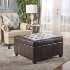 Banc Pouf de Rangement Carré de 31" avec Couvercle capitonné pour Salon et Entrée