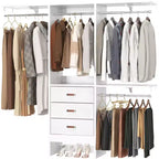 Système de rangement de placard de 1,5 mètre avec tiroirs en tissu et tringles de suspension
