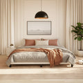 Bed Frame White Faux leather, plywood, engineered wood King