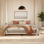 Bed Frame White Faux leather, plywood, engineered wood King