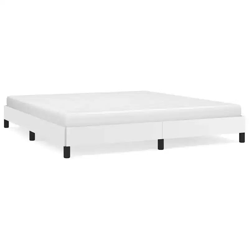 Cadre de lit King en similicuir blanc