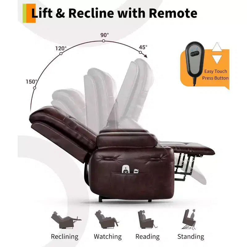 Fauteuil inclinable électrique avec fonction massage et chauffage pour personnes âgées