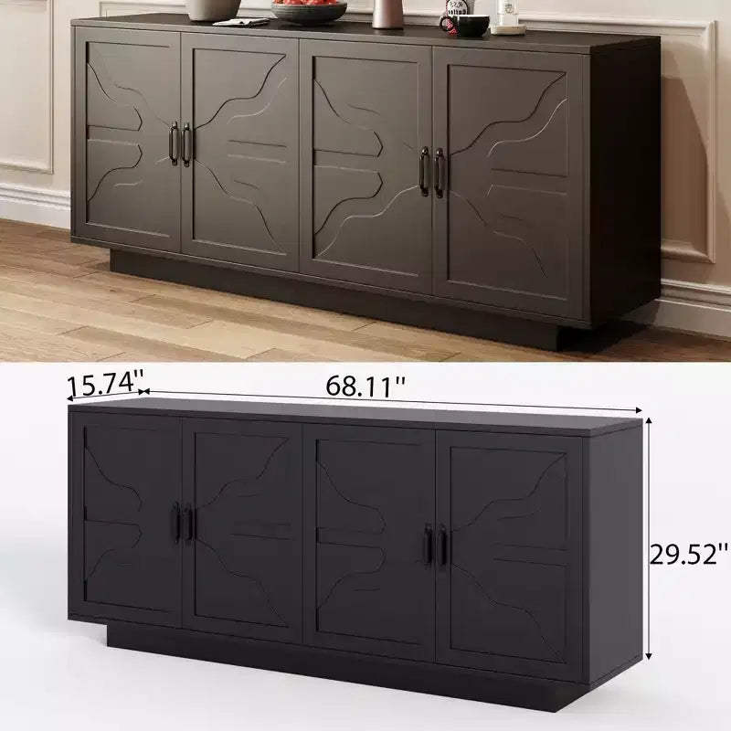 Buffet en bois style milieu du siècle, meuble de rangement