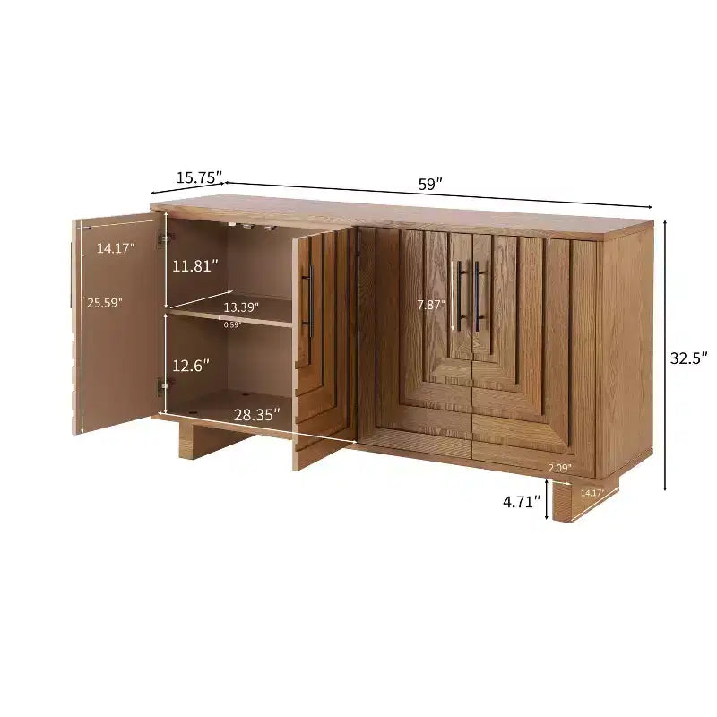 Buffet en bois style milieu du siècle, meuble de rangement