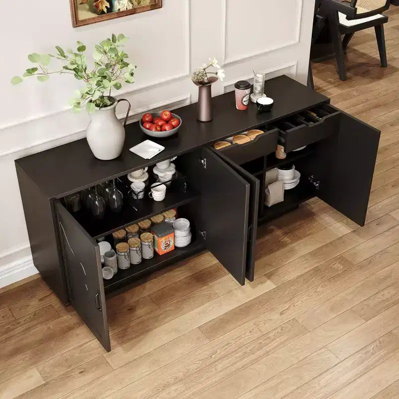 Buffet en bois style milieu du siècle, meuble de rangement