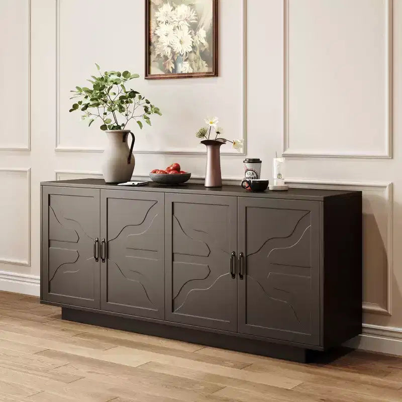 Buffet en bois style milieu du siècle, meuble de rangement