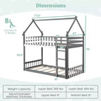 Lit Superposé Cabane Jumeau sur Jumeau avec Clôture et Échelle - Bois Massif, Gris
