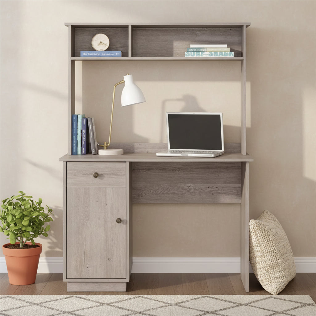 GDFStudio Harper 60H Wood Desk with Hutch