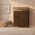 Cozy Dresser with 8 Fabric Drawers&Open Shelf, Tall TV Stand with Storage Cabinet, Chest of Drawers for Bedroom, Living Room