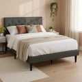Homy Casa Twin Upholstered Platform Bed with Wood Slat Mattress Support