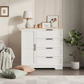 Acekool Wood Armoire Wardrobe Closet, 43.3 Bedroom Cabinet with 4 Drawers, Door & Hanging Rod Storage Organizer