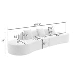 Canapé incurvé moderne en tissu éponge de 331,47 cm (130,5 po) pour 4 personnes avec 3 oreillers